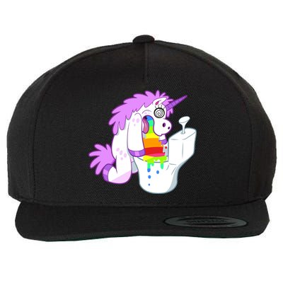 Unicorn Pukes Rainbow In The Toilet Wool Snapback Cap