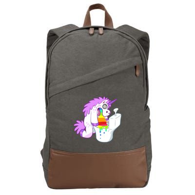 Unicorn Pukes Rainbow In The Toilet Cotton Canvas Backpack