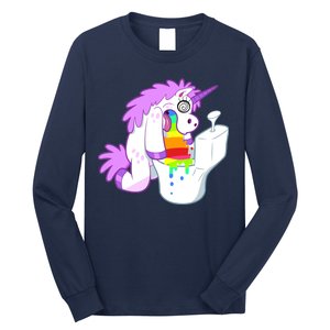 Unicorn Pukes Rainbow In The Toilet Long Sleeve Shirt