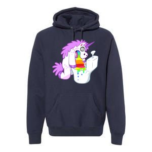 Unicorn Pukes Rainbow In The Toilet Premium Hoodie