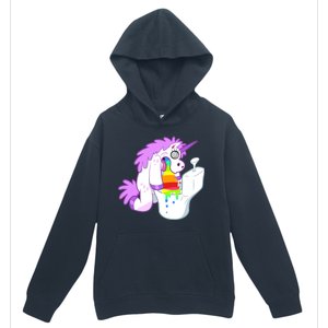 Unicorn Pukes Rainbow In The Toilet Urban Pullover Hoodie