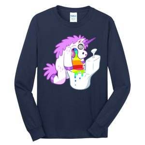 Unicorn Pukes Rainbow In The Toilet Tall Long Sleeve T-Shirt