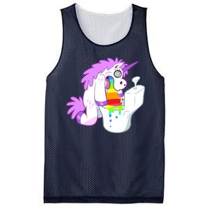 Unicorn Pukes Rainbow In The Toilet Mesh Reversible Basketball Jersey Tank