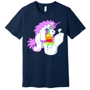 Unicorn Pukes Rainbow In The Toilet Premium T-Shirt