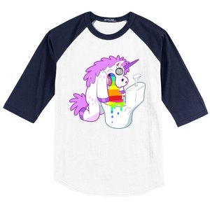 Unicorn Pukes Rainbow In The Toilet Baseball Sleeve Shirt