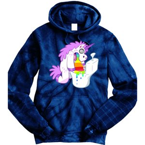 Unicorn Pukes Rainbow In The Toilet Tie Dye Hoodie