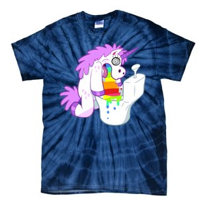 Unicorn Pukes Rainbow In The Toilet Tie-Dye T-Shirt