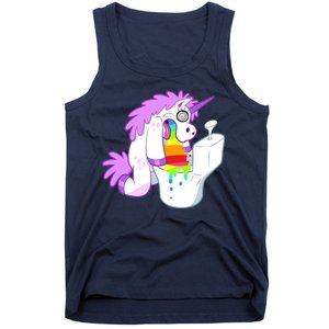 Unicorn Pukes Rainbow In The Toilet Tank Top