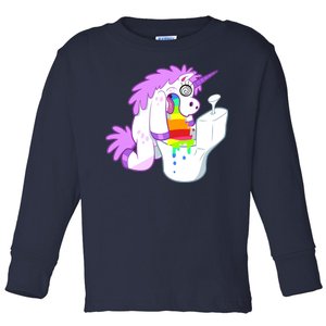 Unicorn Pukes Rainbow In The Toilet Toddler Long Sleeve Shirt