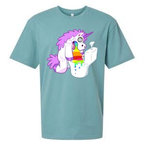 Unicorn Pukes Rainbow In The Toilet Sueded Cloud Jersey T-Shirt