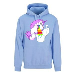 Unicorn Pukes Rainbow In The Toilet Unisex Surf Hoodie