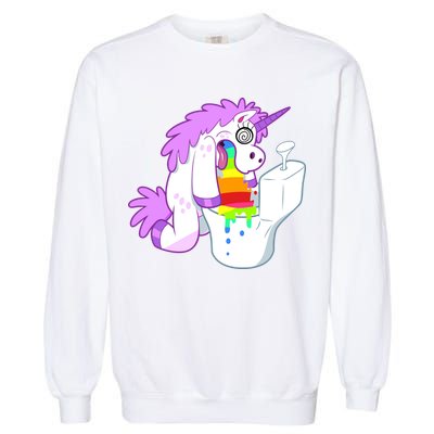 Unicorn Pukes Rainbow In The Toilet Garment-Dyed Sweatshirt