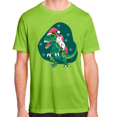 Unicorn Ridding Dinosaur Christmas Adult ChromaSoft Performance T-Shirt