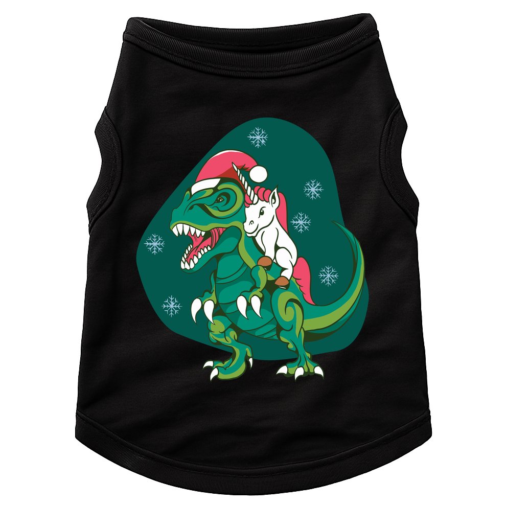 Unicorn Ridding Dinosaur Christmas Doggie Tank