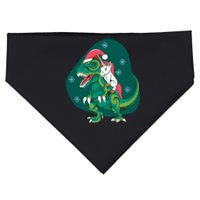 Unicorn Ridding Dinosaur Christmas USA-Made Doggie Bandana