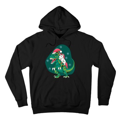 Unicorn Ridding Dinosaur Christmas Hoodie