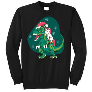 Unicorn Ridding Dinosaur Christmas Sweatshirt