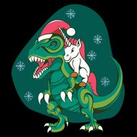 Unicorn Ridding Dinosaur Christmas Sustainable Bucket Hat