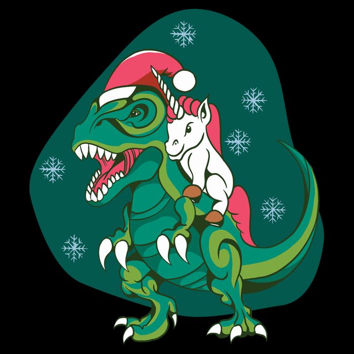 Unicorn Ridding Dinosaur Christmas Sustainable Bucket Hat