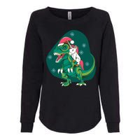 Unicorn Ridding Dinosaur Christmas Womens California Wash Sweatshirt