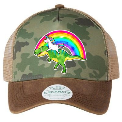 Unicorn Riding T-Rex Rainbow Legacy Tie Dye Trucker Hat