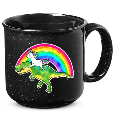 Unicorn Riding T-Rex Rainbow 15oz Campfire Ceramic Mug
