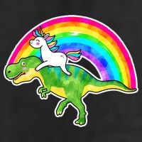 Unicorn Riding T-Rex Rainbow Tumbler