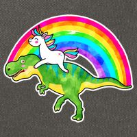 Unicorn Riding T-Rex Rainbow Cotton Canvas Backpack