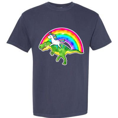 Unicorn Riding T-Rex Rainbow Garment-Dyed Heavyweight T-Shirt