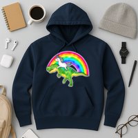 Unicorn Riding T-Rex Rainbow Hoodie