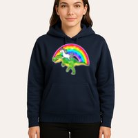Unicorn Riding T-Rex Rainbow Hoodie