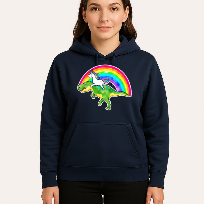 Unicorn Riding T-Rex Rainbow Hoodie