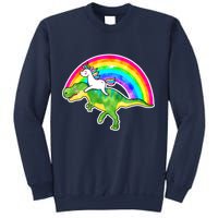 Unicorn Riding T-Rex Rainbow Sweatshirt