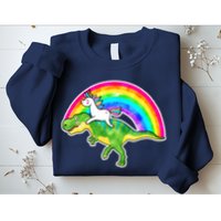 Unicorn Riding T-Rex Rainbow Sweatshirt