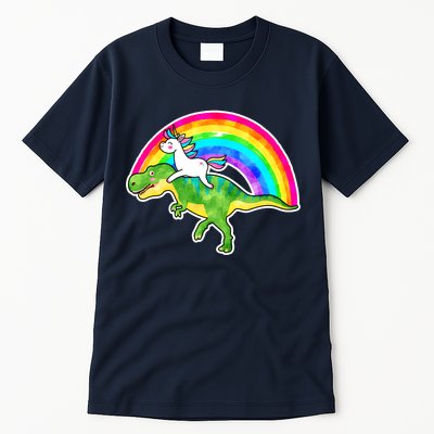 Unicorn Riding T-Rex Rainbow Tall T-Shirt