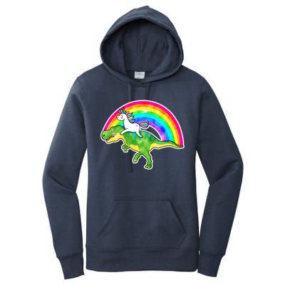 Unicorn Riding T-Rex Rainbow Women's Pullover Hoodie