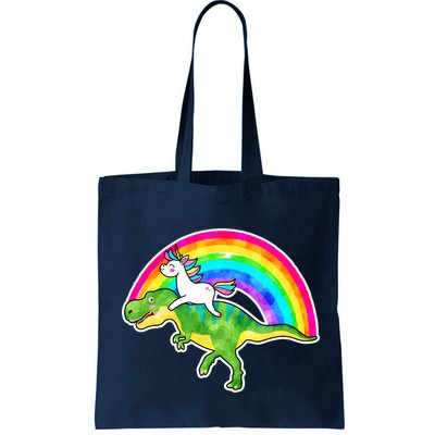 Unicorn Riding T-Rex Rainbow Bag
