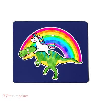 Unicorn Riding T-Rex Rainbow Mousepad