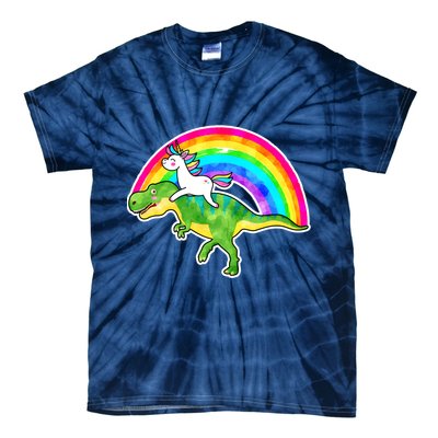 Unicorn Riding T-Rex Rainbow Tie-Dye T-Shirt