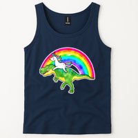 Unicorn Riding T-Rex Rainbow Tank Top