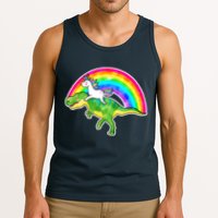 Unicorn Riding T-Rex Rainbow Tank Top