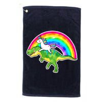 Unicorn Riding T-Rex Rainbow Golf Towel