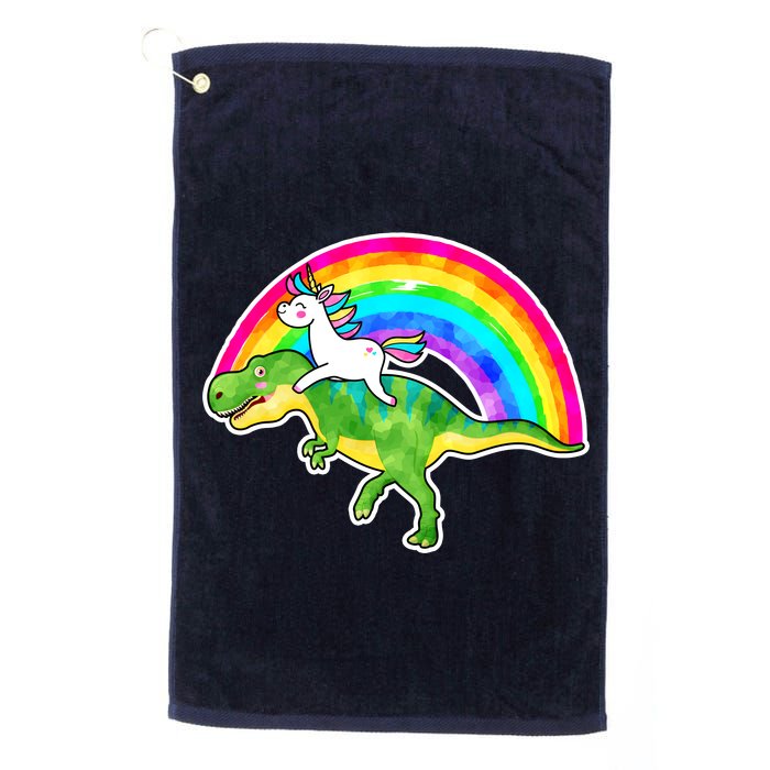 Unicorn Riding T-Rex Rainbow Golf Towel