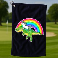 Unicorn Riding T-Rex Rainbow Golf Towel