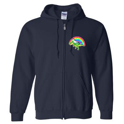 Unicorn Riding T-Rex Rainbow Full Zip Hoodie