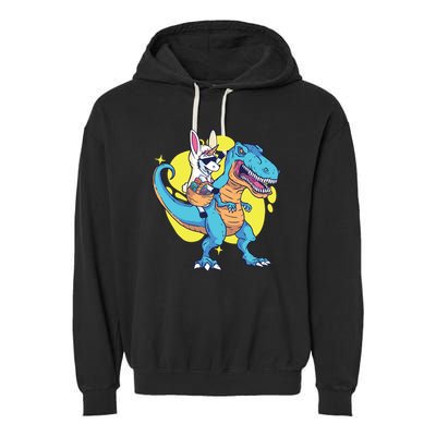 Unicorn Riding Trex Easter Garment-Dyed Fleece Hoodie