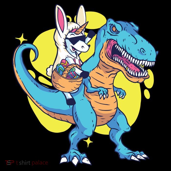 Unicorn Riding Trex Easter Sustainable Bucket Hat
