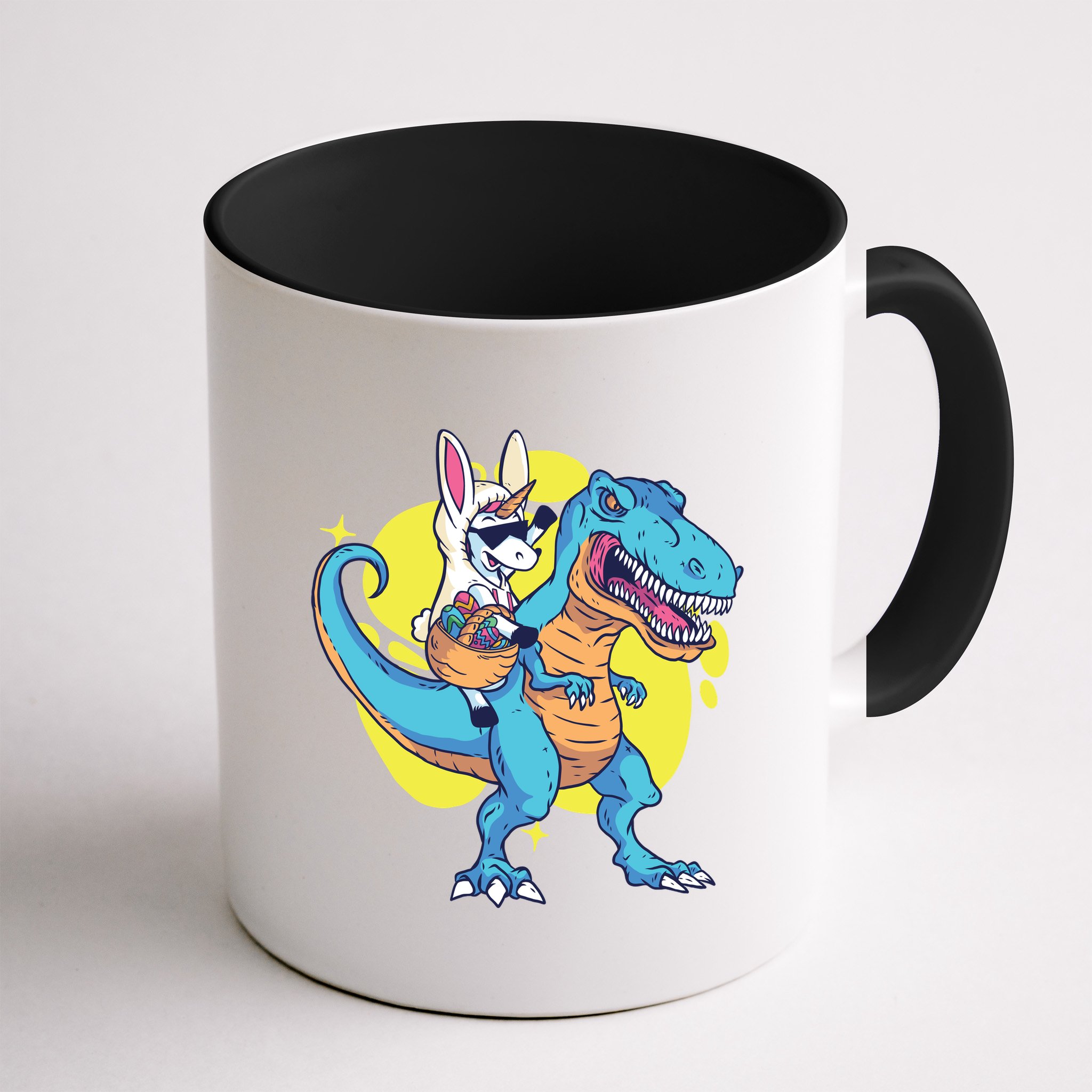 Unicorn Riding Trex Easter Mug