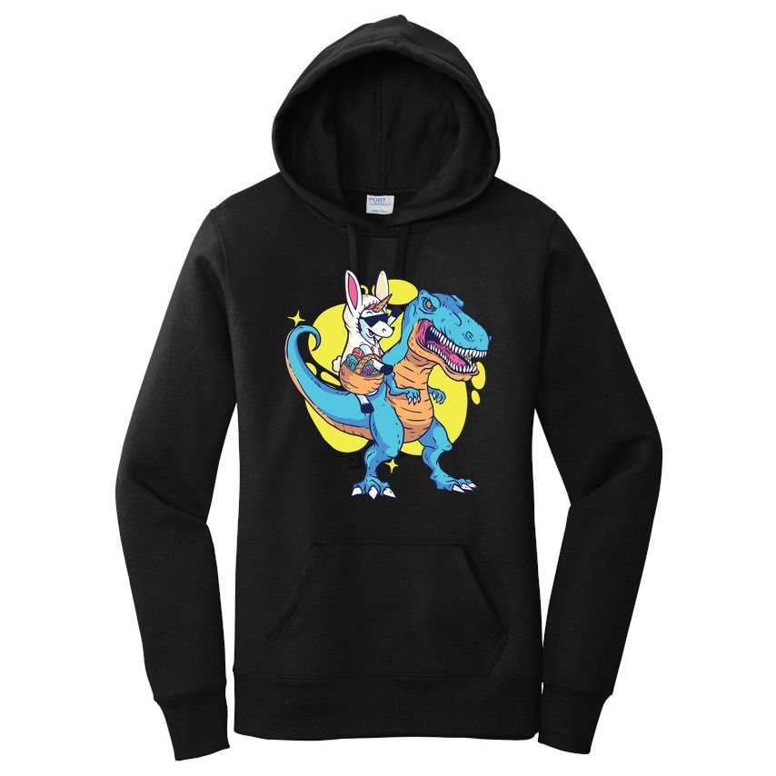 Unicorn Riding Trex Easter Women's Pullover Hoodie