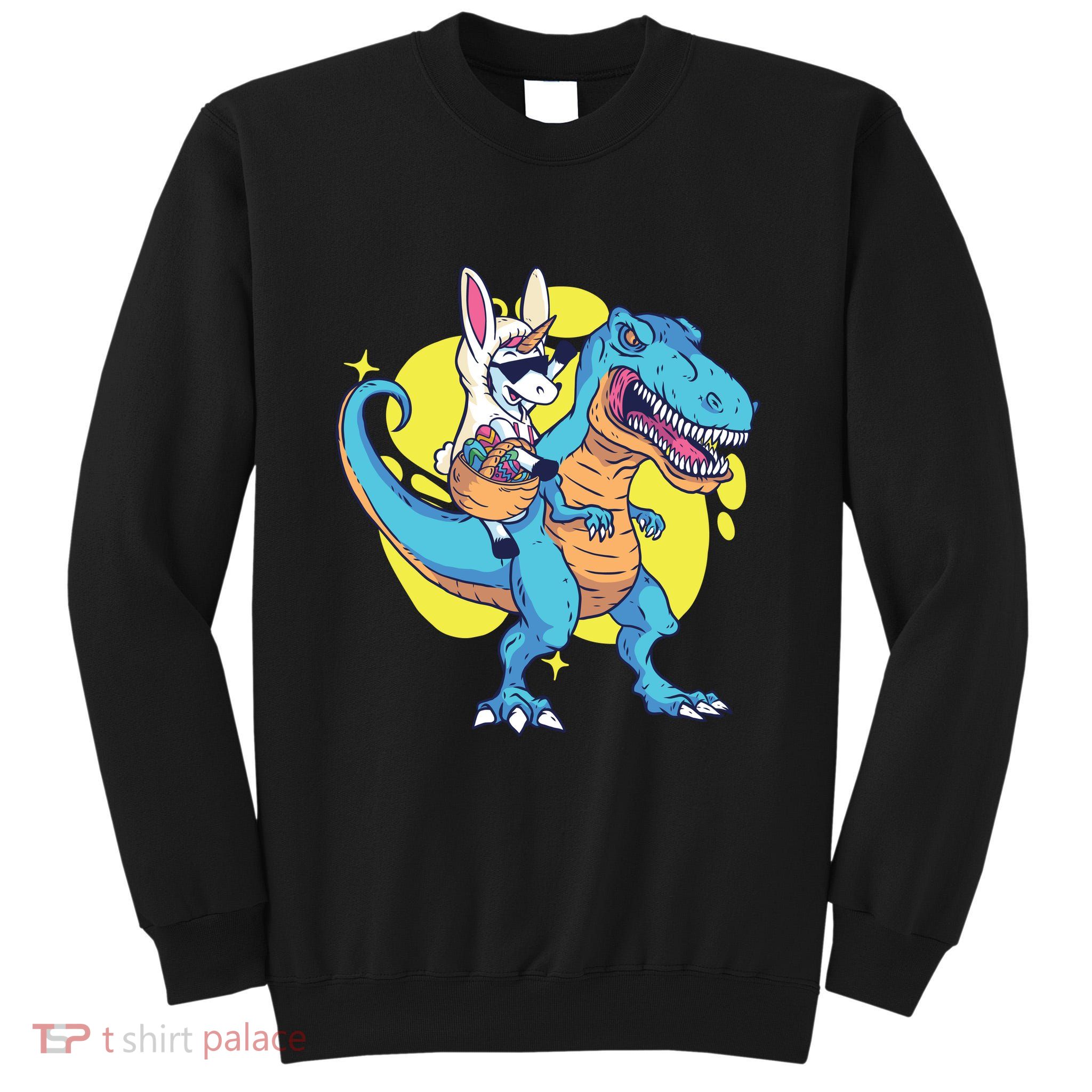 Unicorn Riding Trex Easter Tall Sweatshirt